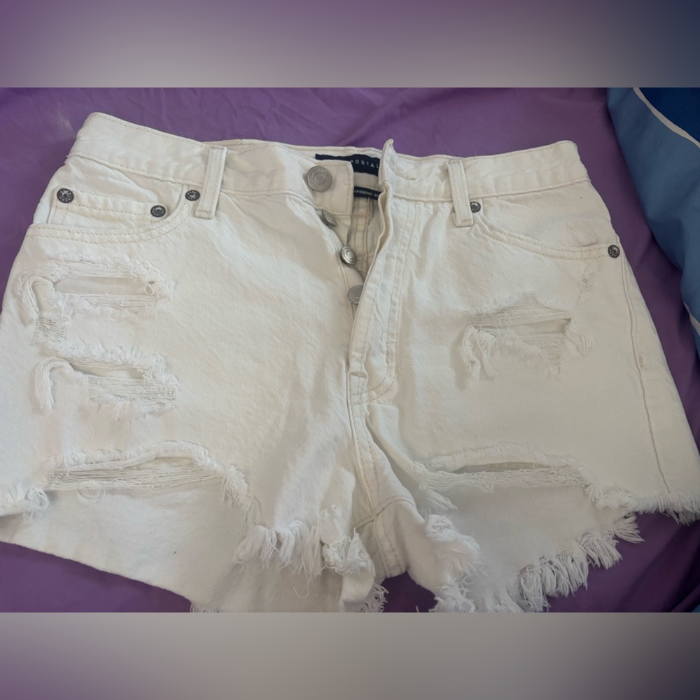 White Distressed Denim Shorts Aeropostale